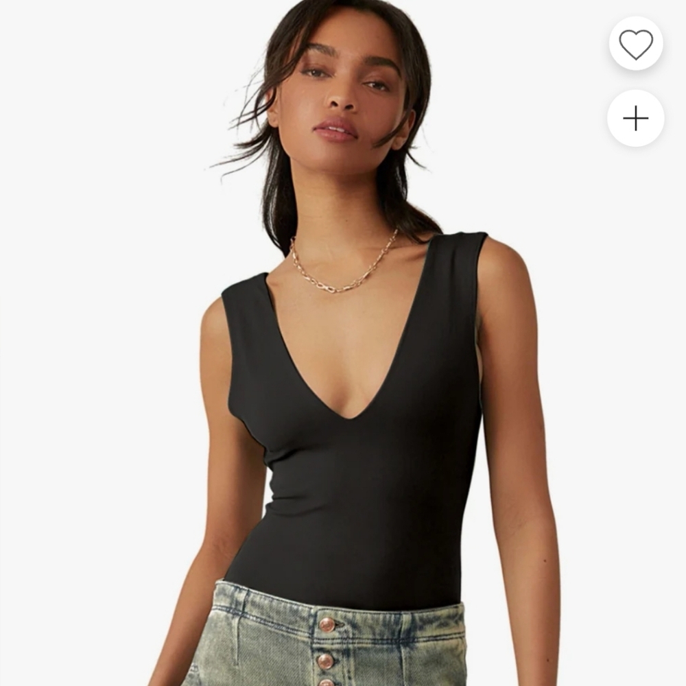 Black Sleeveless V-Neck Bodysuit